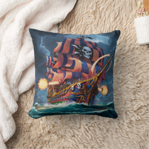 Coussin Navire pirate engagé dans la bataille pendant la n