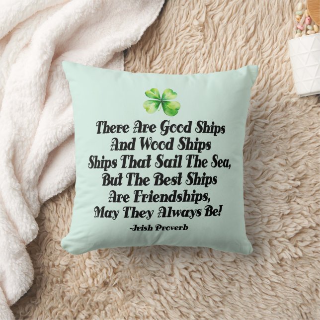 Coussin Navires de l'amitié irlandaise Proverbe Trèfle à q (Couverture)