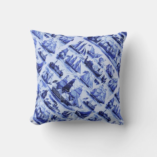 Coussin NAVIRES ET NAVIRES vintages, Bleu marine (Recto)