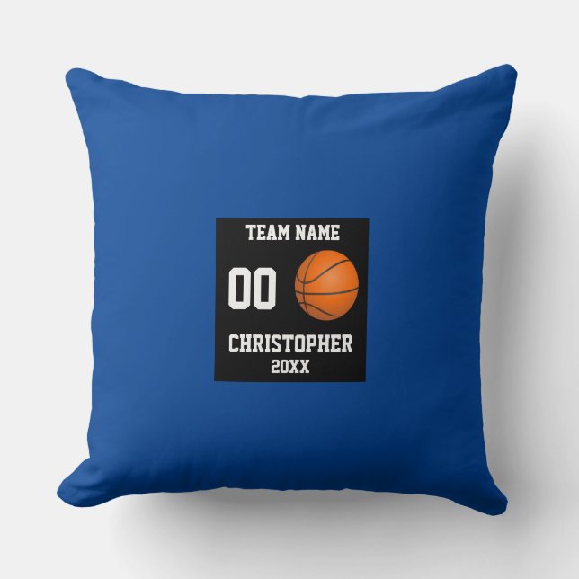 Coussin Navy Blue Basketball Modern Photo Collage (Recto)