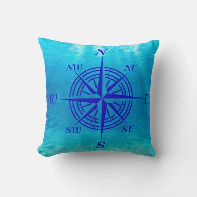 Coussin Navy Blue Compass Rose (Recto)