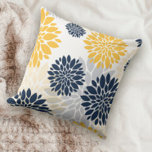 Navy Blue Gold Oversized Flower Pattern