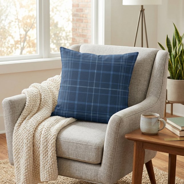 Coussin Navy Blue Plaid (Créateur téléchargé)