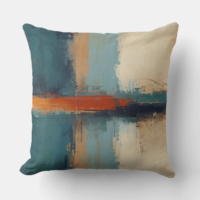 Coussin Navy Blue Teal Red Modern Rustic Abstract Design (Recto)