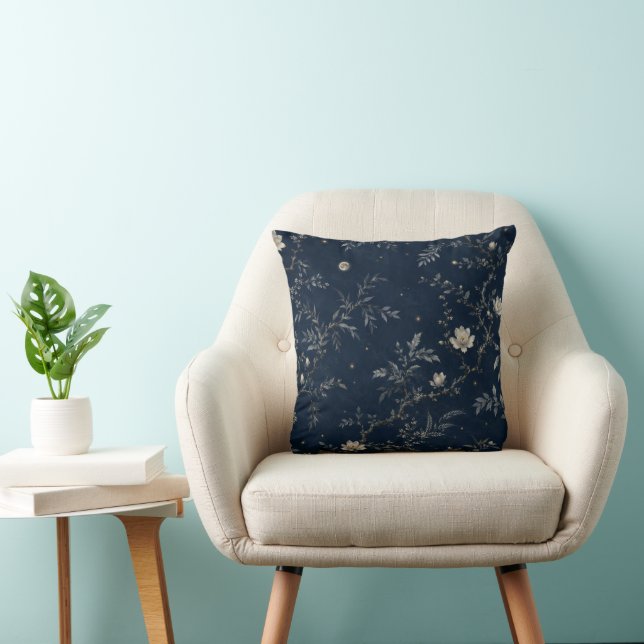 Coussin Navy Celestial Midnight Garden Floral Cushion (Chaise)