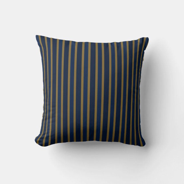 Coussin Navy, Dark Blue and Gold Stripes (Recto)