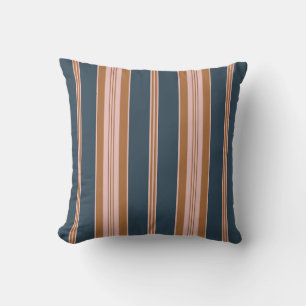 Coussin Navy élégant Brun Rose rayure à l'anglaise