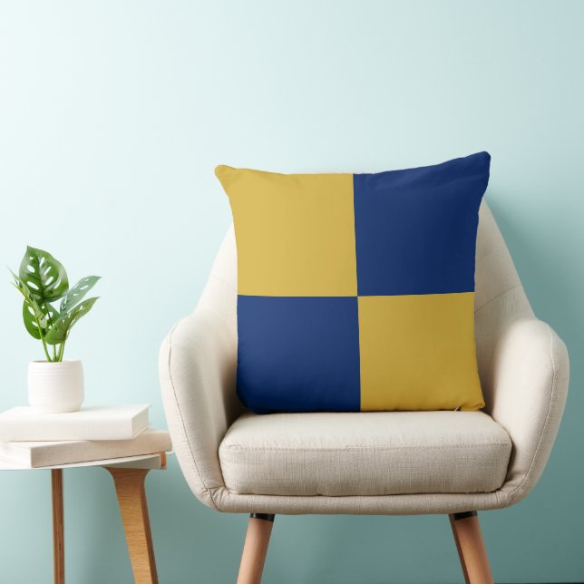 Coussin Navy & Metallic Gold Square Box Stylish Pattern (Chaise)