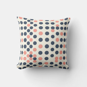 Coussin Navy moderne et pois géométriques pêche