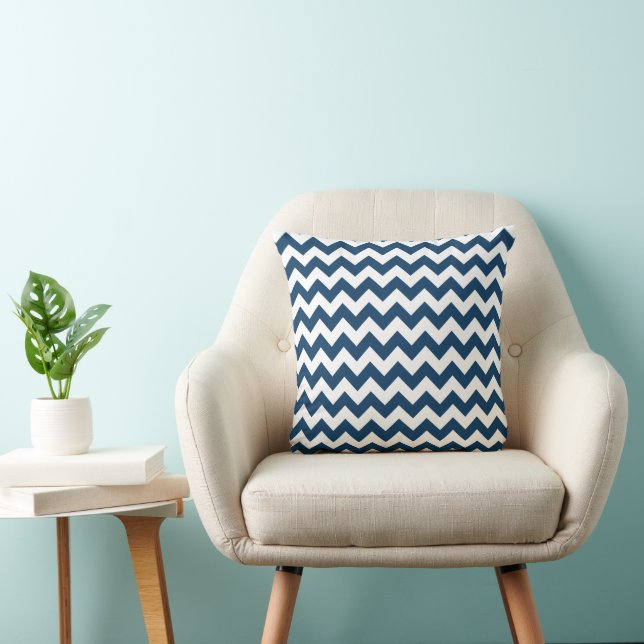 Coussin Navy Zigzag, Navy Chevron, Motif géométrique (Chaise)