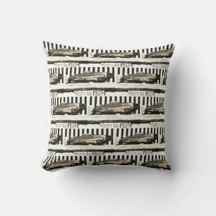 Coussin Né à la pêche, le motif du pêcheur Sepia Tone