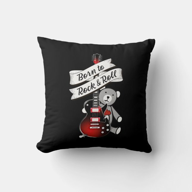 Coussin Né à Rock and Roll Baby Bear Kids Guitar Music (Recto)
