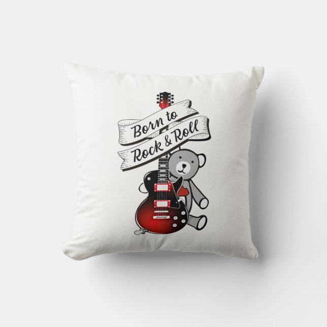 Coussin Né à Rock and Roll Baby Bear Kids Guitar Music (Recto)