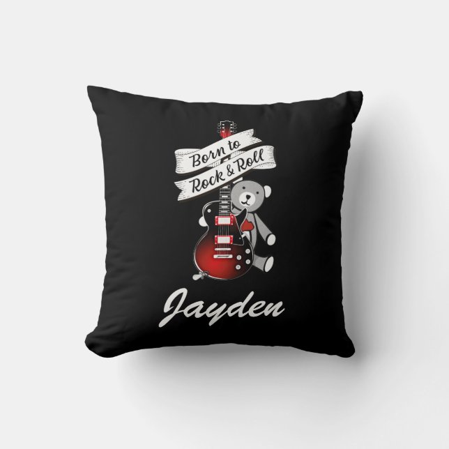 Coussin Né à Rock and Roll Custom Baby Guitar Nursery T (Recto)