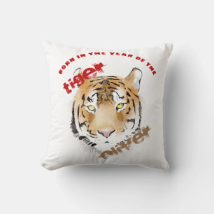 Coussin Né dans l'année de Tiger Aquarelle 2022 Bébé