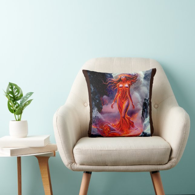 Coussin "Né de l'enfer" - Portrait de femme volcanique (Chaise)
