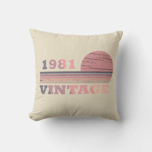Coussin Né en 1981 cadeau d'anniversaire élégant vintage m