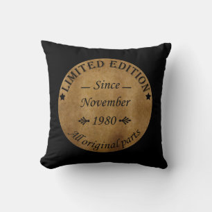 Coussin né en novembre 1980 anniversaire vintage