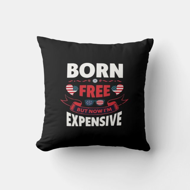 Coussin Né libre mais maintenant je suis cher - mème migno (Recto)