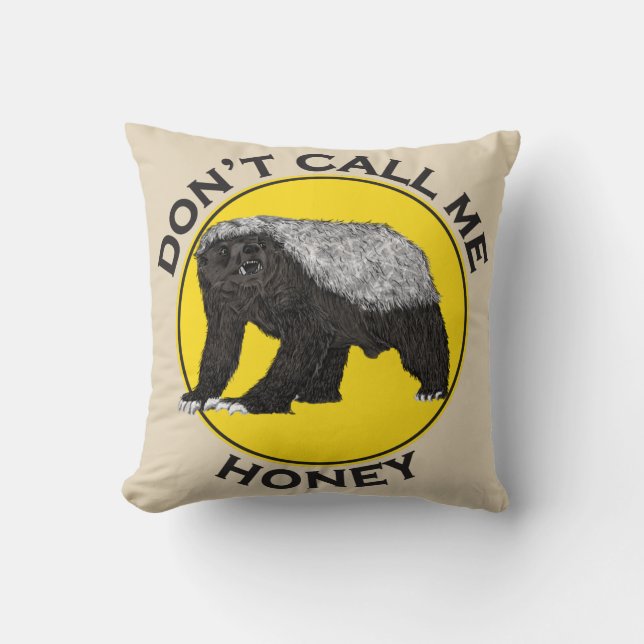 Coussin Ne m'appelez pas Honey Badger Badass Yellow Femini (Recto)
