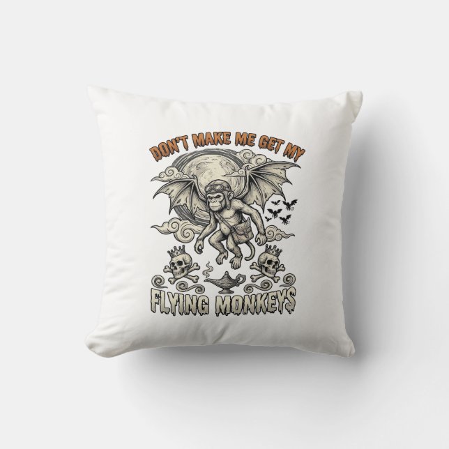 Coussin Ne me fais pas chercher les singes volants Hallowe (Recto)