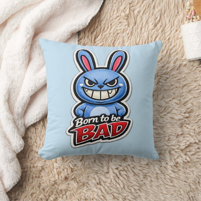 🐰😈 Coussin « Né pour être mauvais » (Couverture)