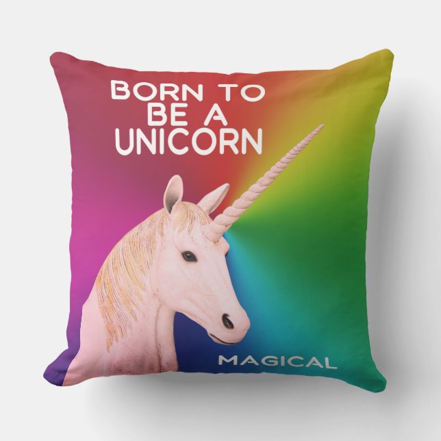 Coussin Né pour être une licorne Statue Head Magical Rainb (Recto)