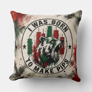 Coussin Né pour faire des pips - Ours grunge noir rouge et