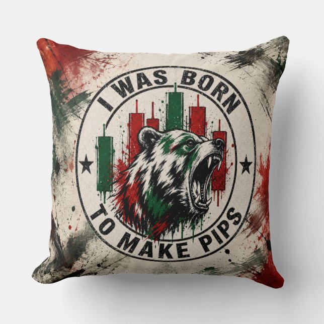 Coussin Né pour faire des pips - Ours grunge noir rouge et (Recto)