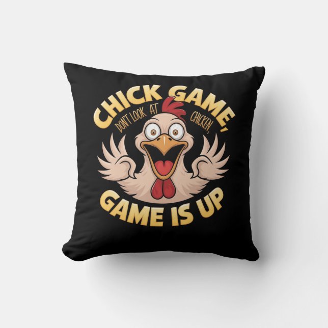 Coussin Ne regardez pas le jeu de poule le plus drôle (Recto)
