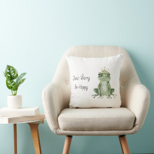 Coussin Ne t'inquiète pas, sois heureux Grenouille verte