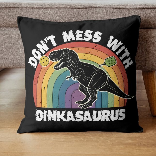 Coussin Ne touchez pas au pickleball de Dinkasaurus (Don’t Mess With Dinkasaurus Pickleball Throw Pillow
)