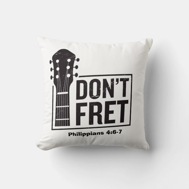 Coussin Ne vous inquiétez pas (Philippiens 4:6-7) Guitare  (Recto)
