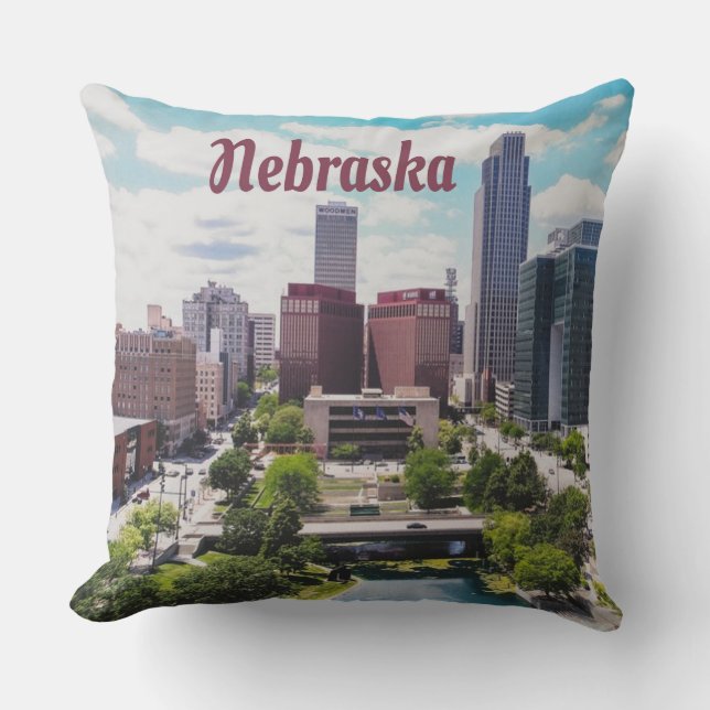 Coussin Nebraska City Skyline Omaha (Recto)