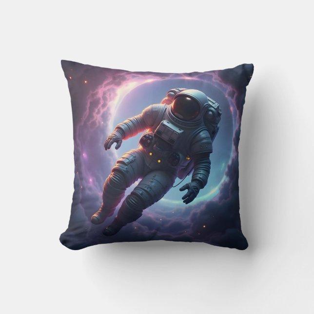 Coussin Nebula Drift : L'Explorateur Solitaire – Art Spati (Recto)