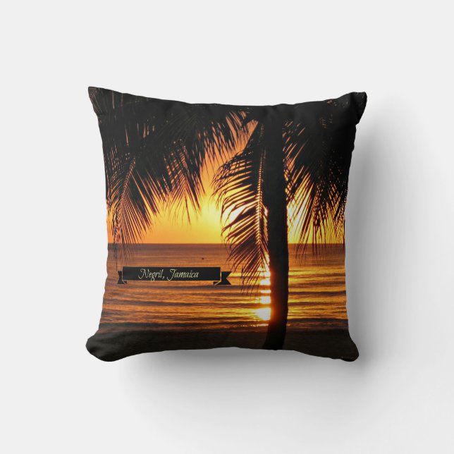 Coussin Negril, coucher de soleil de Jamaïque (Recto)