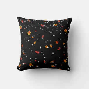 Coussin Neige et Feuilles tombant du ciel