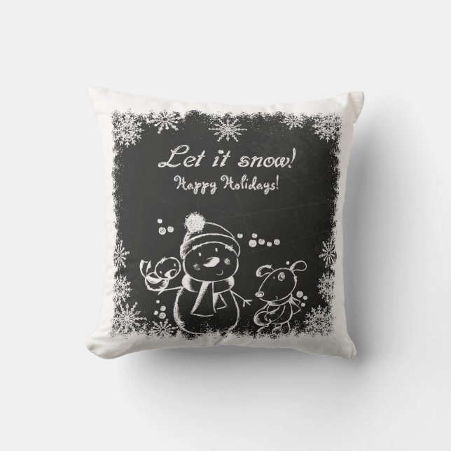 Coussin Neige Noire Et Blanc Au Charbon (Recto)
