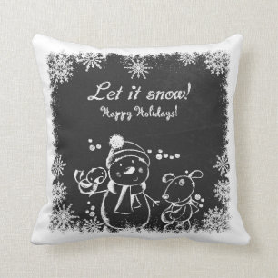 Coussin Neige Noire Et Blanc Au Charbon