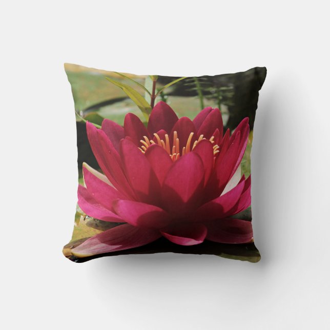 Coussin Nénuphar Décor Asiatique Floral (Recto)
