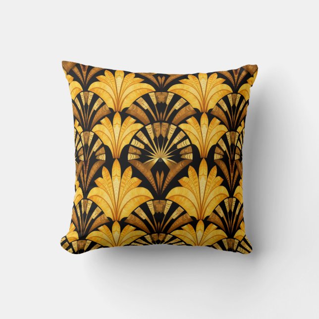 Coussin Néo Déco Motif Abstrait Géométrique en Or (Recto)