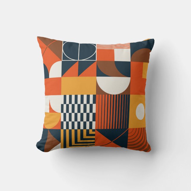Coussin Neo geo : composition abstraite vintage (Recto)
