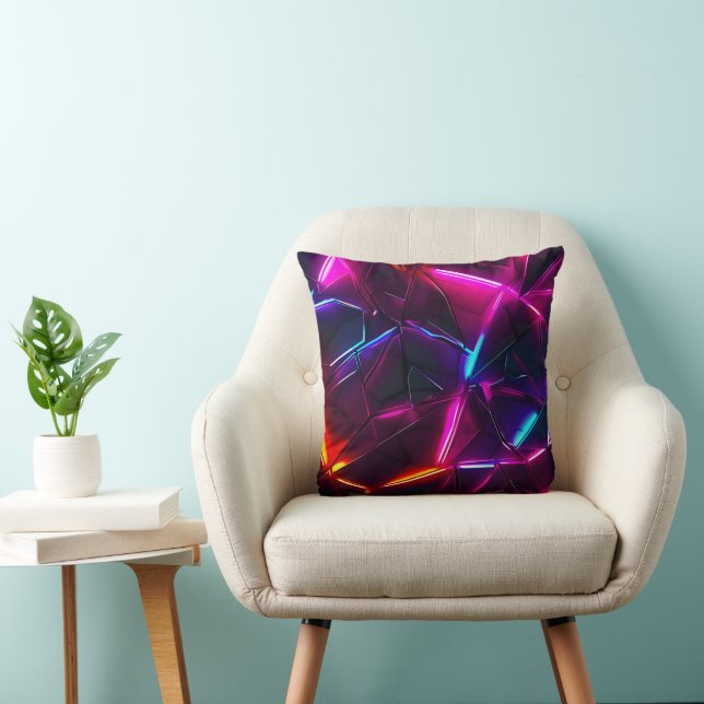 Coussin Néo géométrique abstrait futuriste cyberpunk (Chaise)