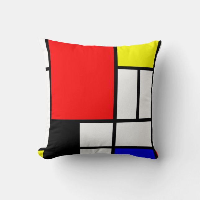 Coussin Néo--plasticism style 3 de Mondrian moderne (Recto)