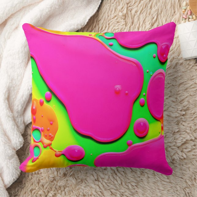 Coussin Neon Abstrait Liquid Dreams (Couverture)