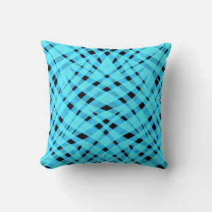 Coussin Néon, abstrait, noir, bleu