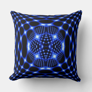 Coussin Neon bleu globe fractal