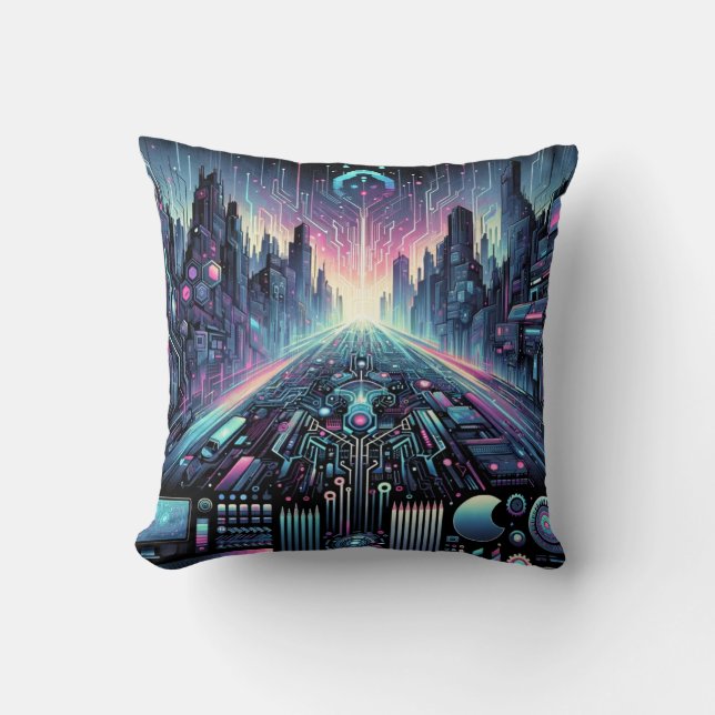 Coussin Neon Cyberworld (Recto)