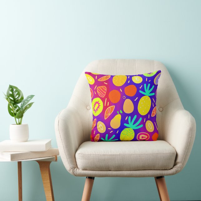 Coussin Neon Dynamic Fruit Motif Art (Chaise)
