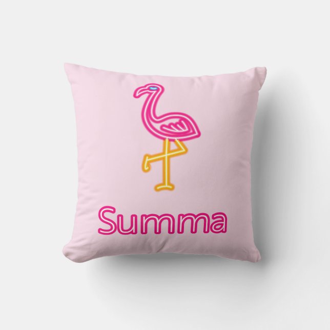Coussin Neon Flamant rose rose Summa (été) (Recto)